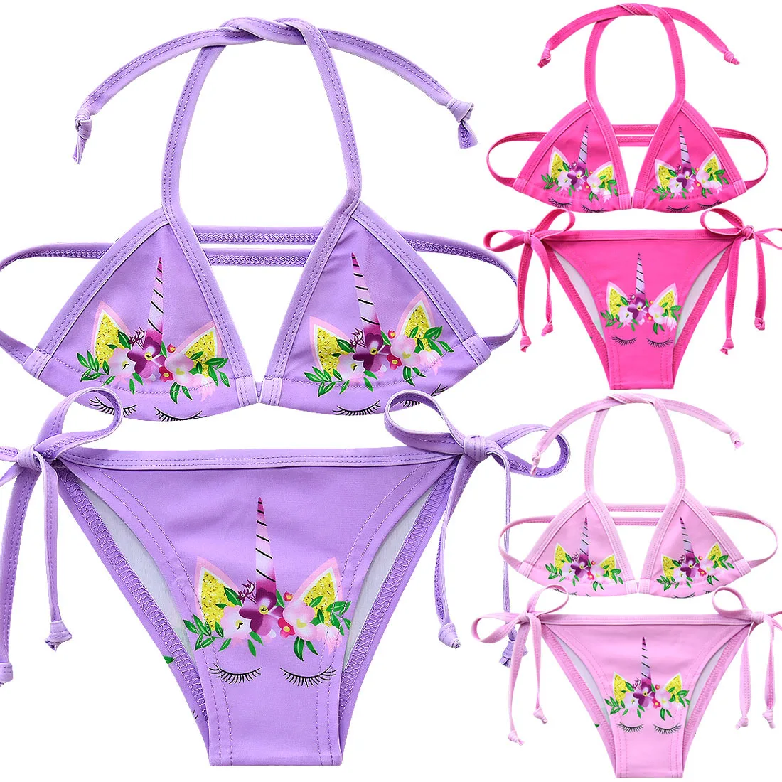 

Summer Toddler Girl Bikini Unicorn Swimwear for Girls Children Cute Bandage Swimsuit Children Beach Wear Kids Bathing Suit