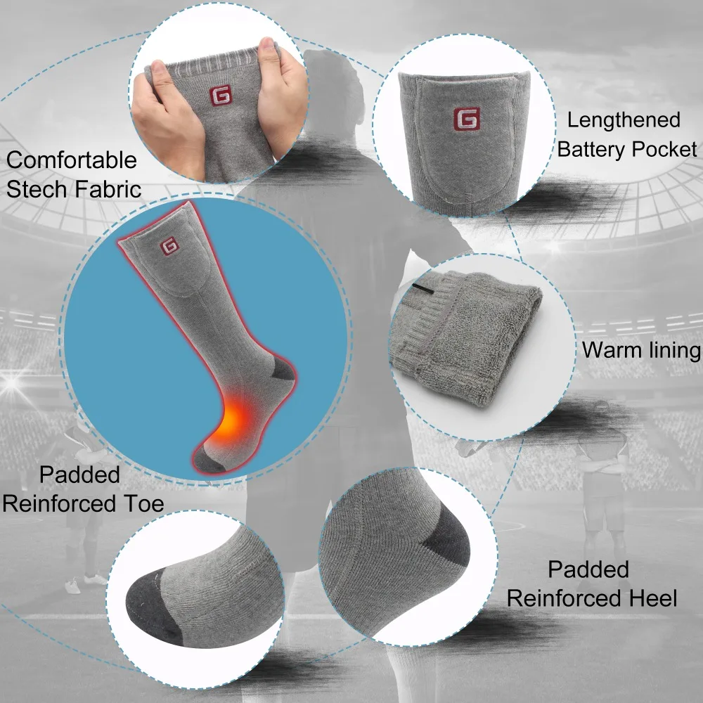 3,7 V носки с электроподогревом. Аккумуляторная батарея Отопление Теплый Велоспорт бег мужские спортивные носки для женщин