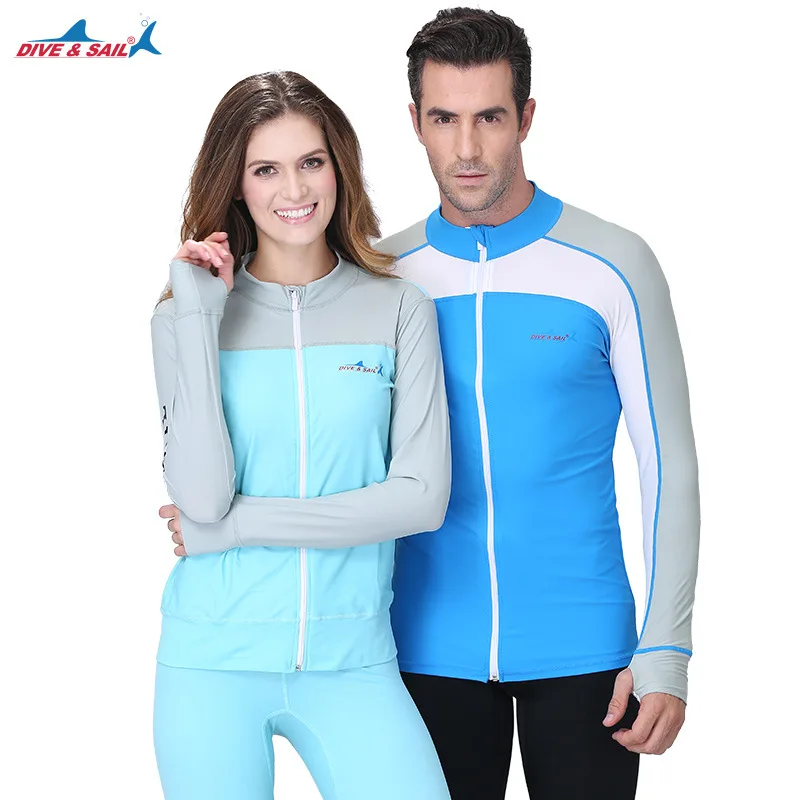 

UPF 50+ rashguard long sleeve swimwear women men Sun protective Diving Swimming Suit Swimsuit Beach Surfing uv shirt top mare