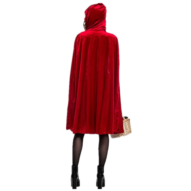 Fairy Tales Little Red Riding Hood Costume Red Cap Cloak Cosplay Cape Clothing For Women Girls Halloween Purim Party Dress