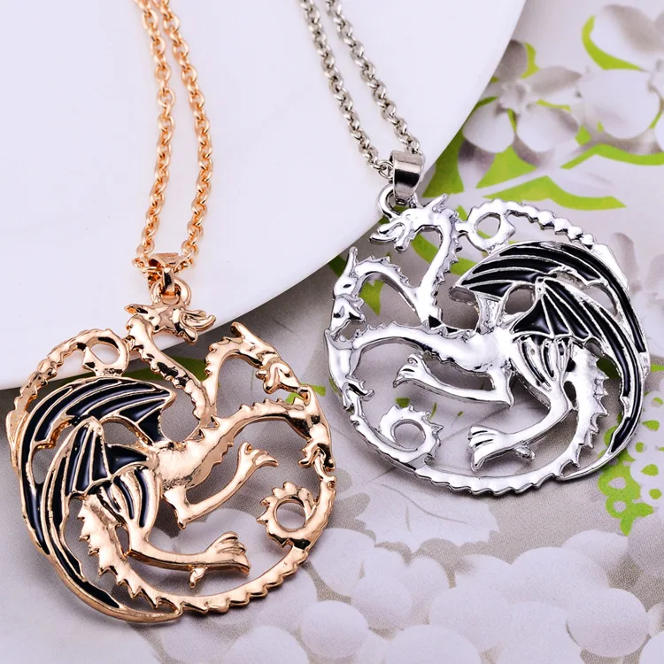 

MZC Games of Thrones 3 Dragon Gold Silver Chain Necklaces for Male Female Neclace Colar Masculino Max Colares Bijoux Femme