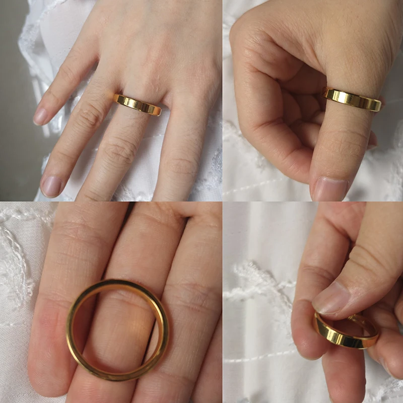 Finger Ring 4mm Simple Smooth Women Black Stainless Steel Men Birthday Gifts