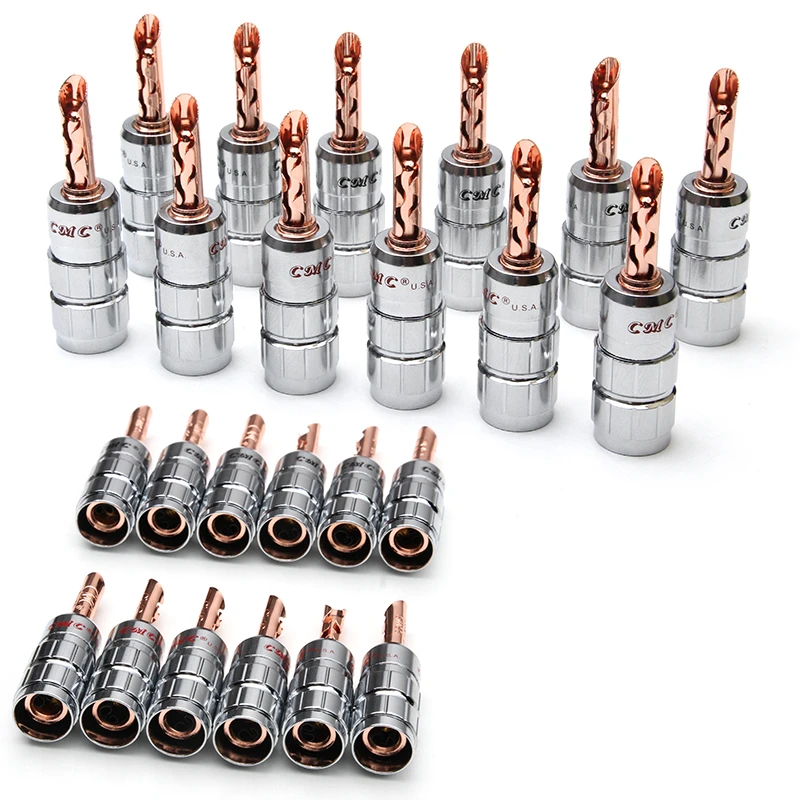 

12pcs Speaker Banana Plug Connector No Soldering CMC Copper Jack Male Plug Screw Wire Adapter for Audio Video Cable Connector