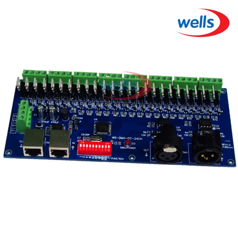 

LED dmx rgb-controller 24CH controller dmx512 decoder gemeenschappelijke anode, rj45,5ax3rgb ch