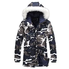 Новая модная Мужская Утепленная длинная Камуфляжная парка пальто/мужская Тонкая парка с длинным капюшоном пальто пуховик