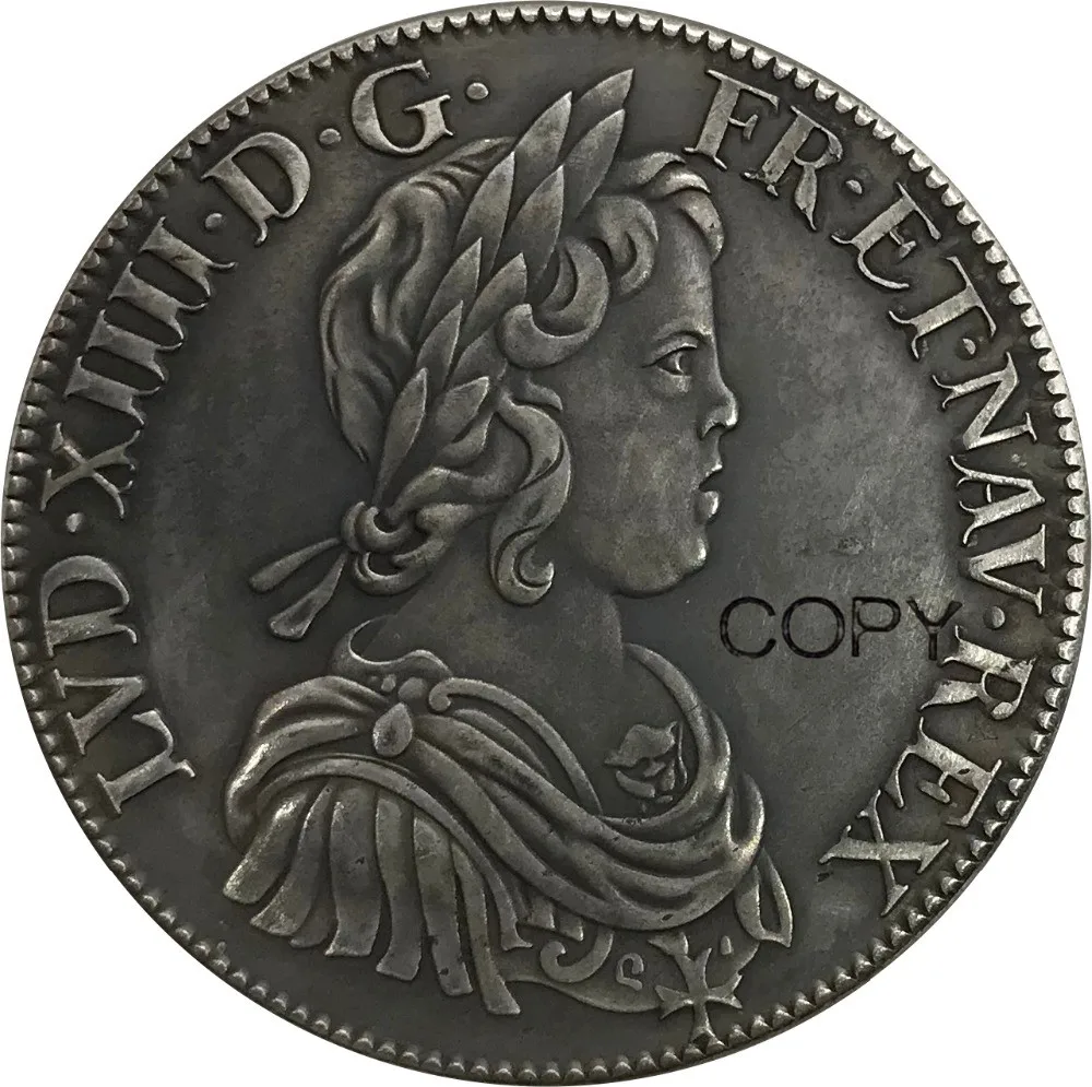 France Kingdom 1 Ecu Louis XIV 1643 Plated Silver Copy Coins|Non-currency Coins| - AliExpress