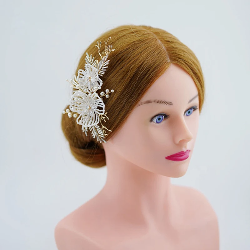Jonnafe ручной работы жемчуг свадебные украшения для волос зажим цветочный свадебный головной убор ручной работы женские украшения для волос