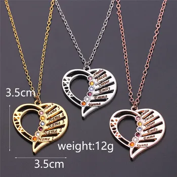 

Personalized Family Love Pendant Necklace With Birthstone 2018 New Arrival Brthstone Pendant Custom Any 2/4/6 Name