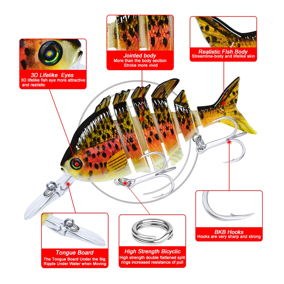 Comdaba дизайн 6 секций Рыболовная Приманка 10 см-13,67 г плавающая приманка 8# крючок Рыболовные снасти 14 цветов рыболовная приманка хит