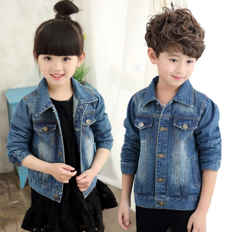 

New 2019 Spring Kids Denim Jean Jackets Baby Girl Hole Light Color Denim Coat BIG Boys Children Cowboy Jackets 110-160