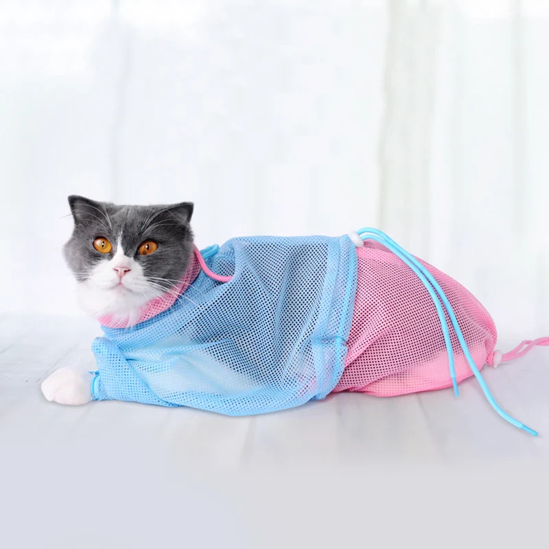 

Cat Grooming Bag Washing Shower protection Mesh Cat Accessories Anti Bite Washing Bags For Cat Bathing Nail Trimming