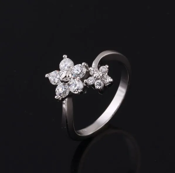 

MxGxFam Charming Flower Stone Ring Jewellry Women White Gold Color