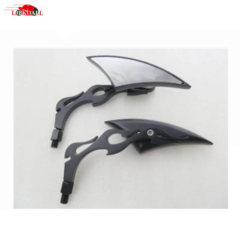 

2 Pcs Universal Aluminum Motorcycle Flame Black Rear View Side Mirror For Yamaha Suzuki Honda Kawasaki New Style