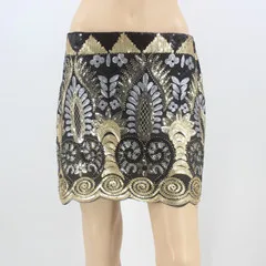 Cakucool/Женская мини-юбка с блестками в стиле ретро, винтажное с отделкой бусинами, юбка-карандаш с высокой талией и цветочным узором, роскошные шикарные облегающие Облегающие юбки - Цвет: black