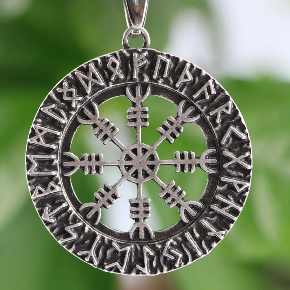 LANGHONG 10 шт. норвежский викинг Рунический амулет кулон ожерелье Vegvisir подвеска с компасом Рунический нордический талисман Подвеска Ожерелье