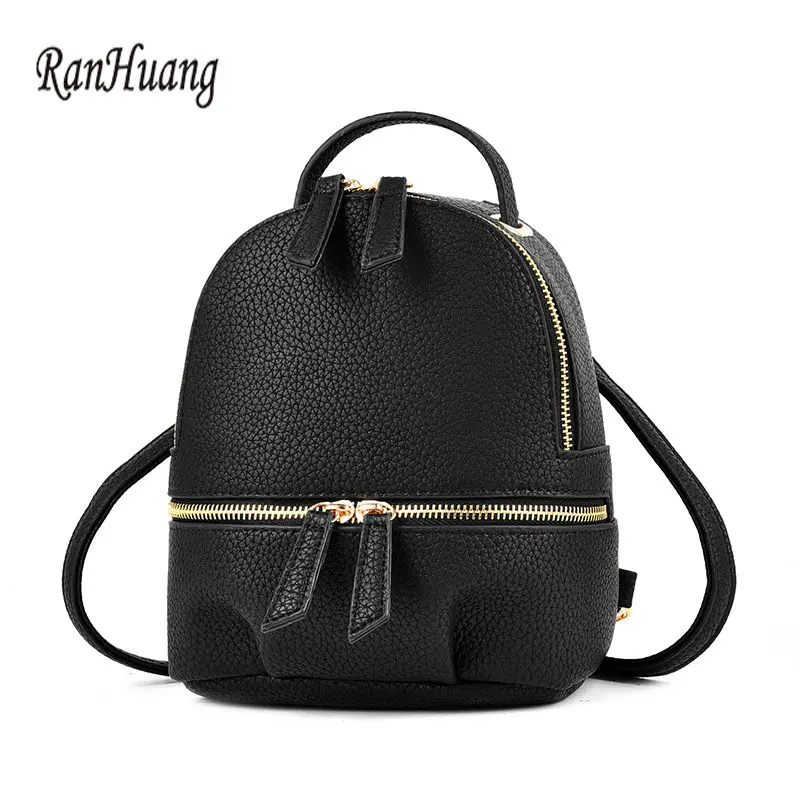 

RanHuang New 2018 Women Small Casual Backpack High Quality Pu Leather Backpack Ladies Fashion Backpack Black Travel Bags mochila