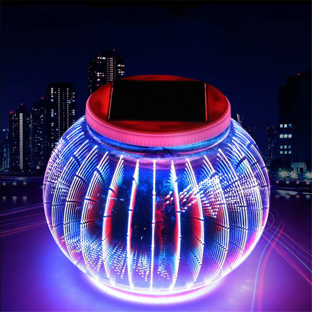 Горячая солнечная Buitenlamp праздничный светильник 3D иллюзия светодиодный
