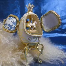 Merry-go-round музыкальная шкатулка синяя открытая дверь Eggshell креативный подарок Поворот Музыкальная Коробка Рождественский подарок Дети Девушки Женщины