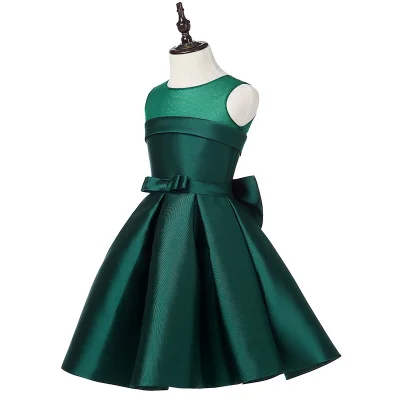 Top Quality Satin Flower Girl Dresses for Wedding Big Bow Party Pageant Dress Birthday Little Girls Ball Gown 2 color 2-12Y | Детская