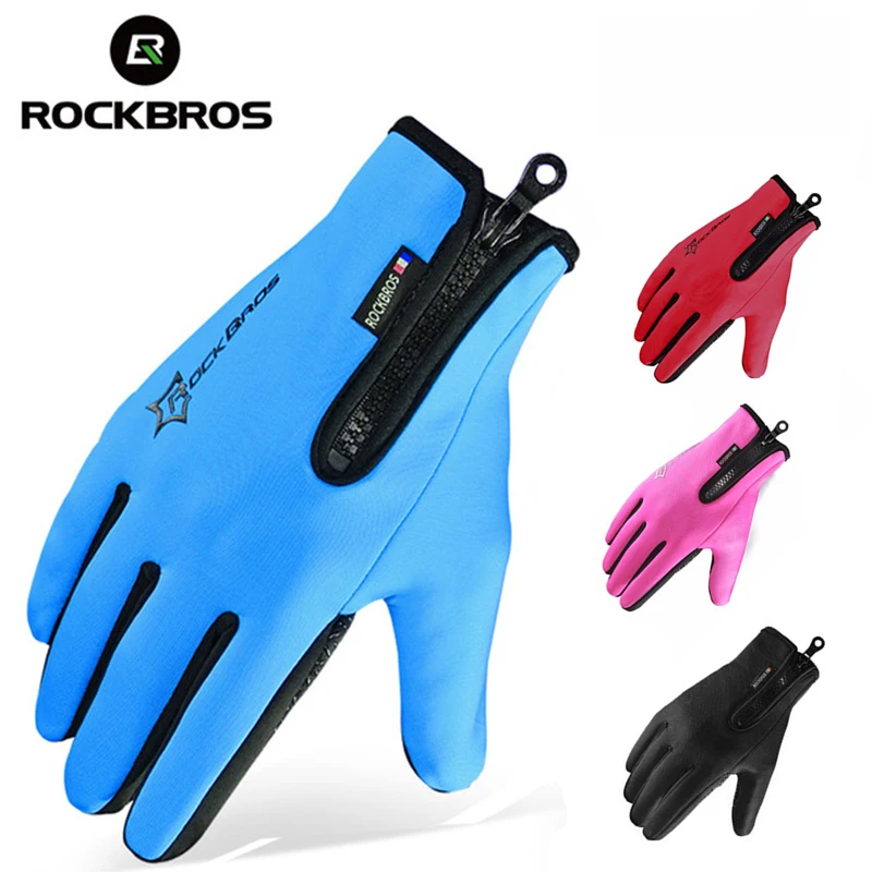 RockBros Winter Outdoor Sports Full Finger Bike Gloves Windproof Thermal Blue