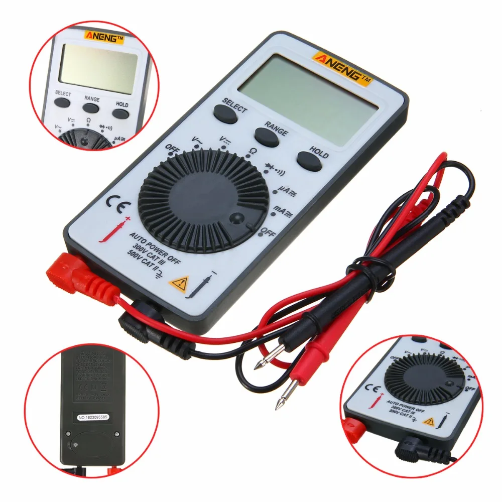 

Pocket LCD Digital Multimeter AN101 AC/DC Backlight Automatic Portable Meter With 2 Test Leads For Teaching Instrument