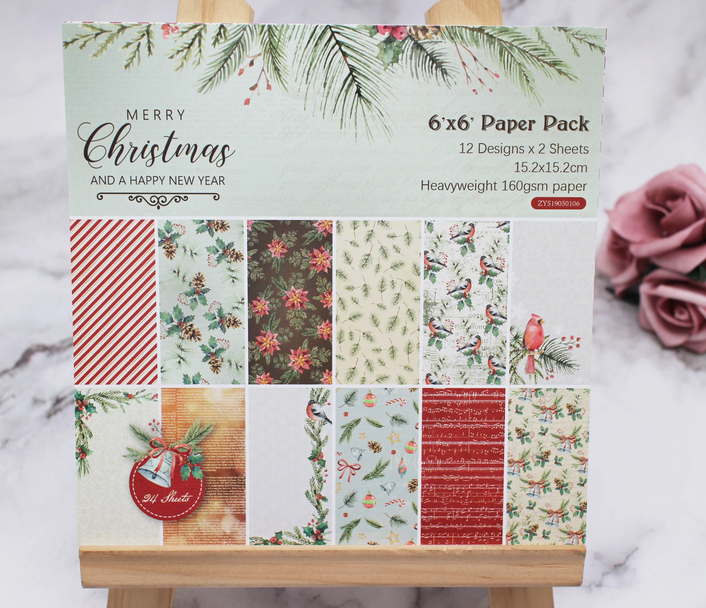

12/24 sheet 6"X6" Christmas single-printed paper Scrapbooking paper pack for Decor/gift handmade craft paper Background pad