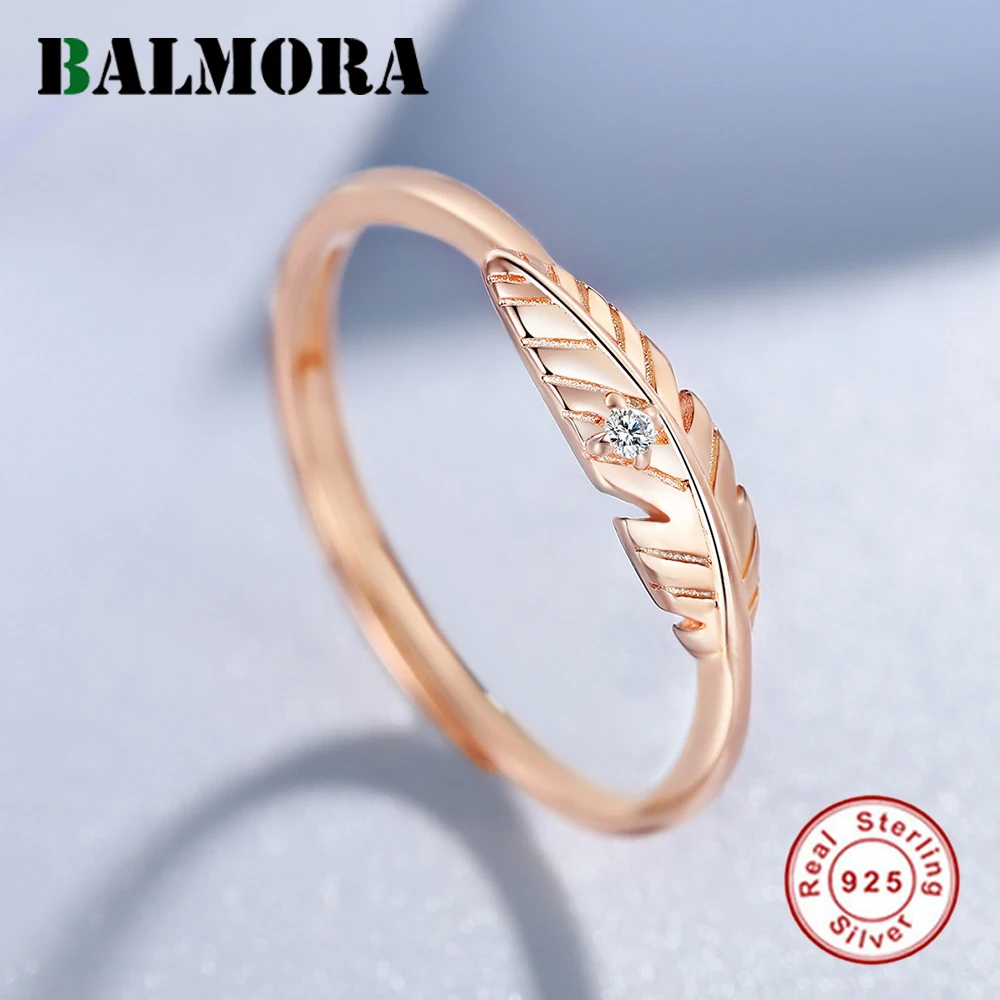 

BALMORA 100% Real 925 Sterling Silver Leaf Open Rings for Women Lady Party Korean Finger Ring Silver Fashion Jewelry YJR130391
