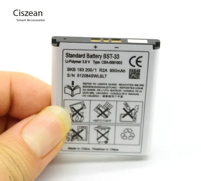 Ciszean BST-33 950 мА/ч, сменная батарея для мобильного телефона для K530 K790 K790i K790C K800 K800i K810i K818C W595C T700 C702 G705 10 шт