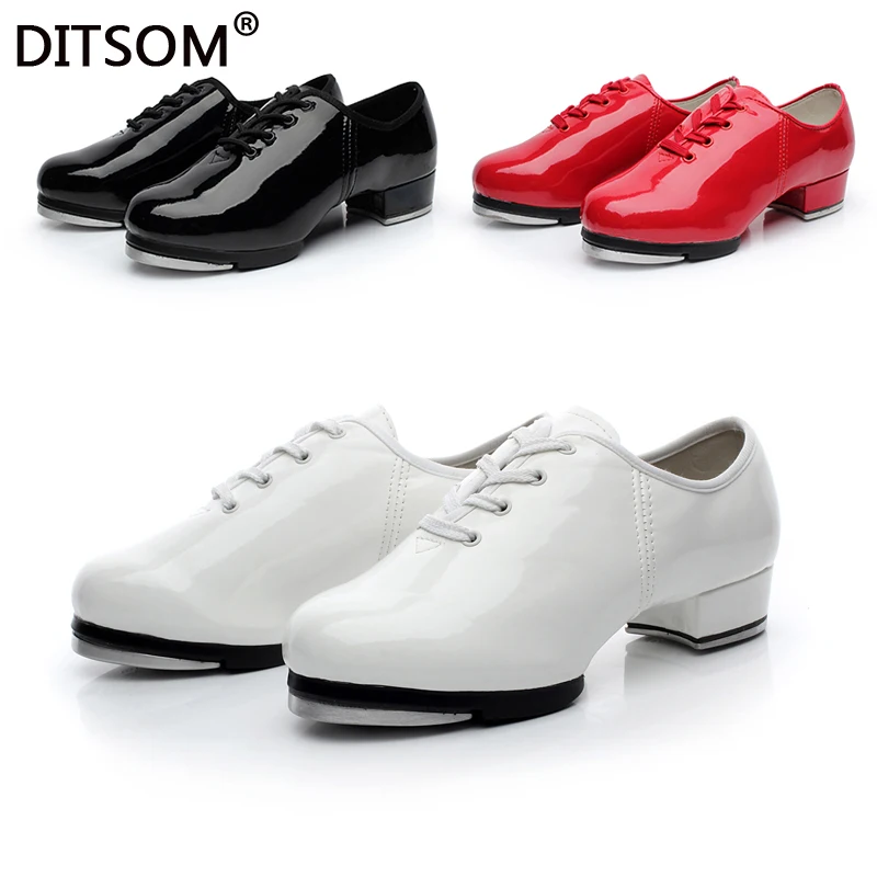 Brand New Classic PU Leather Clogging Tap Shoes For Men And Women Lace