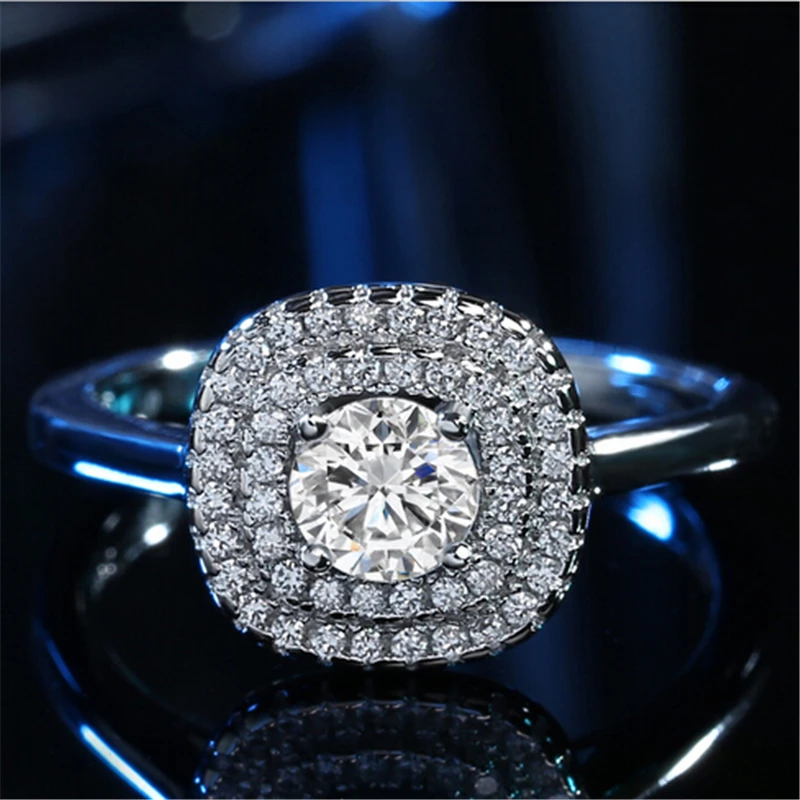 Большие кольца с цирконием для женщин, обручальные 925 пробы, серебряные кольца, новинка