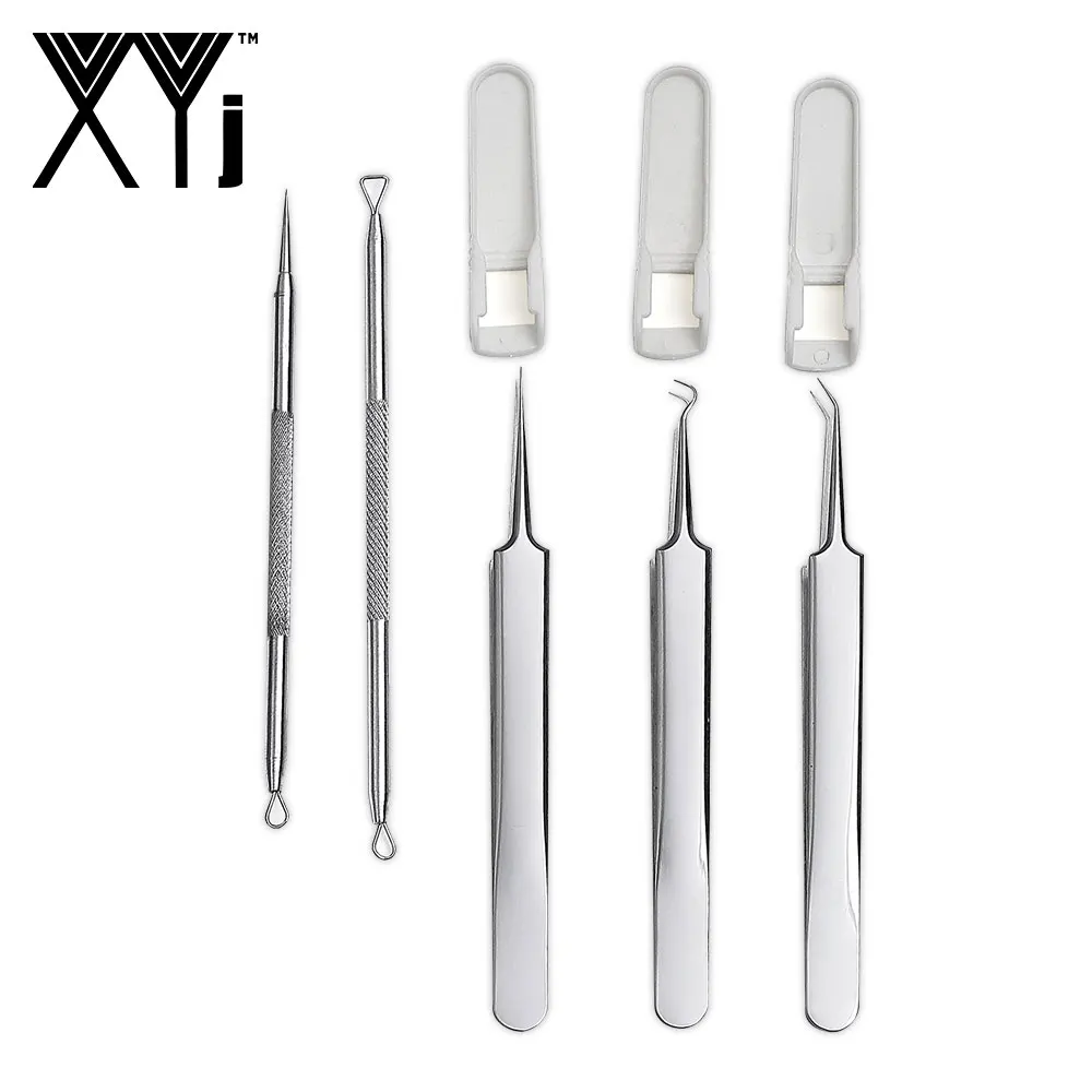 

XYj Blackhead Remover Set 5 PCS/Set Acne Needle Kit Beauty Tool For Face Cleaning Care Comedone Cleaner Pimple Extractor Tweezer