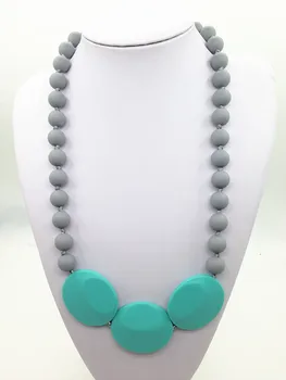 

MOM Silicone Teething Nursing Breastfeeding Necklace , BPA Free - baby chew Necklace silicone necklace with large flat beads