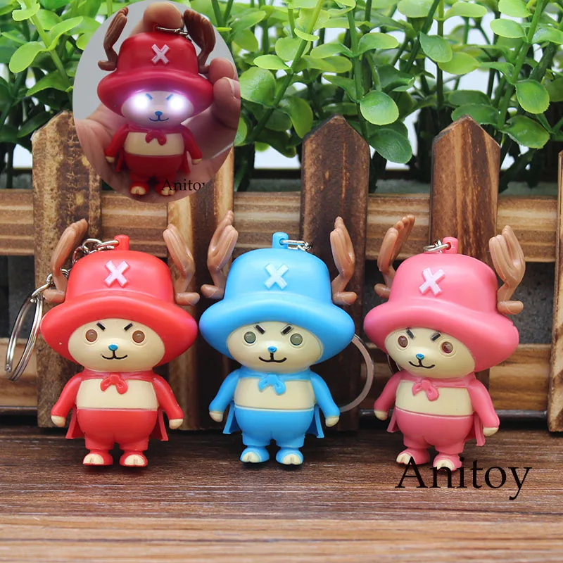 One Piece Luffy Tony Tony Chopper LED Keychain with Sound and Light PVC