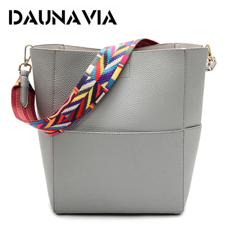DAUNAVIA Luxury Women Handbags Famous Designer Brand Women Shoulder Bags with Colorful Strap Pu Leather bag Women messenger bag