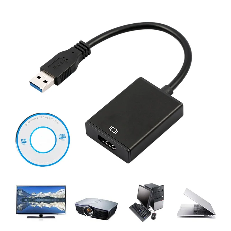 

USB 3.0 To HDMI HD 1080P Video Cable Adapter Converter For PC Laptop HDTV LCD TV 52*36*12mm