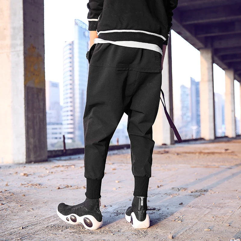 Новое поступление Diablo Стиль Мода индивидуальность боковая лента мужские брюки для бега хип хоп Осенние повседневные уличные мужские