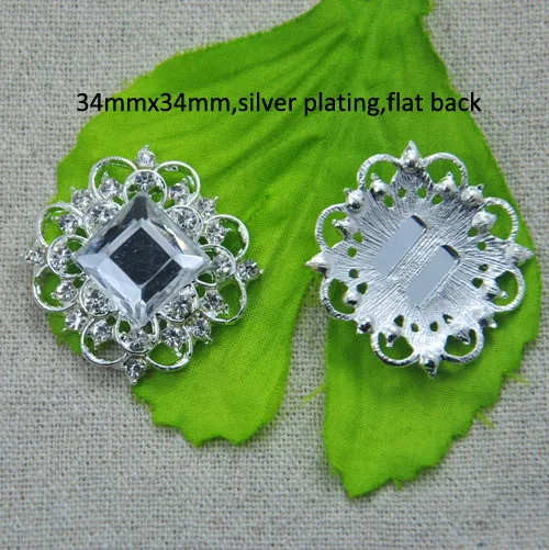 

(L0468) free shipping wholesale 50pcs/lot, rhinestone embellishment,silver or light gold plating,flat back