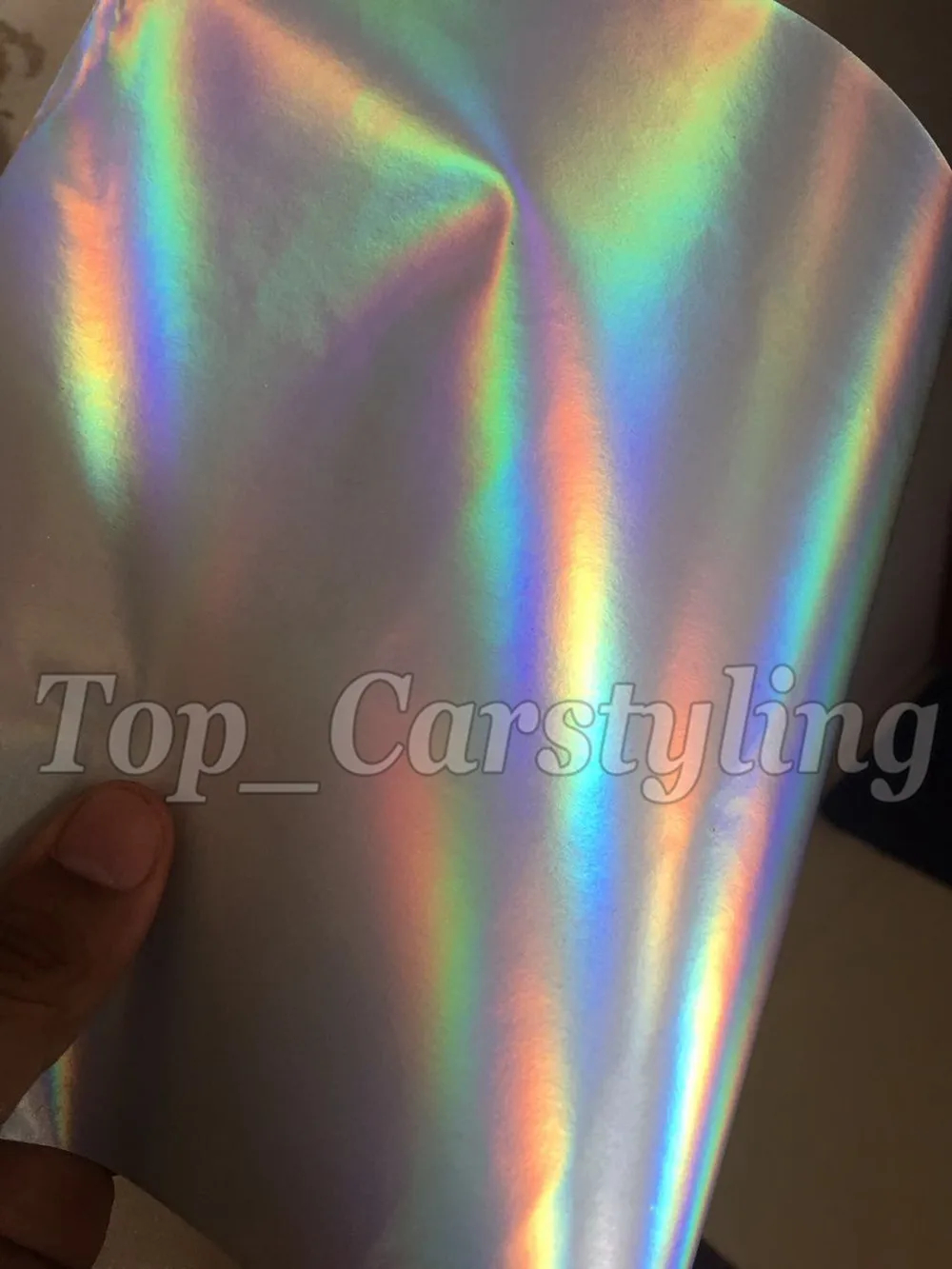matte holographic silver flip flop car wrapping film with air free hologram (5)