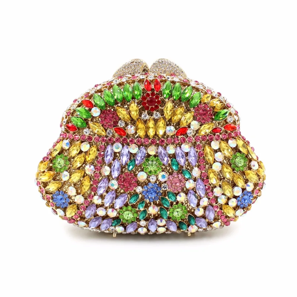 2017 New Colorful Day Clutches Luxury Full Diamonds Women Bag Ladies