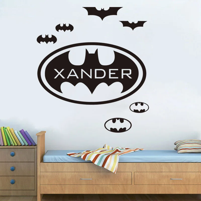 personalised batman cool design wall stickers custom name removable