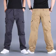 Мужские брюки повседневные штаны карго с множеством карманов Брюки для девочек хлопковые Свободные мешковатые прямые плюс размеры джоггеры мотобрюки мужской камуфляжная одежда