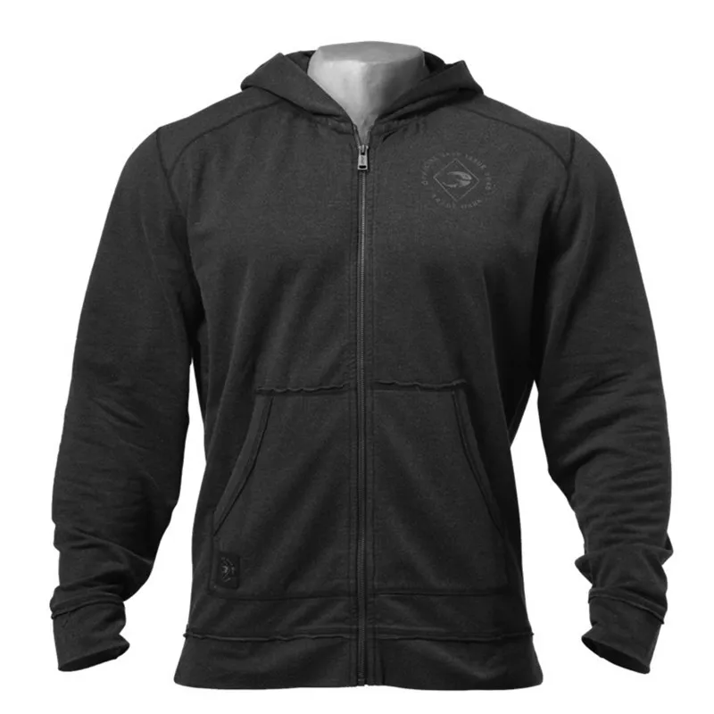 

2019 Hot sale Fashion Bodybuilding Hoodies Men Gyms clothing men Long Sleeve Cotton Sportwear Fitness zip Muscle Tops