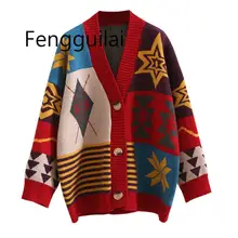 купить! 2019 Европейская женская мода длинный свитер кардиганы Vneck Vinatge Повседневная вязать джемперы дл