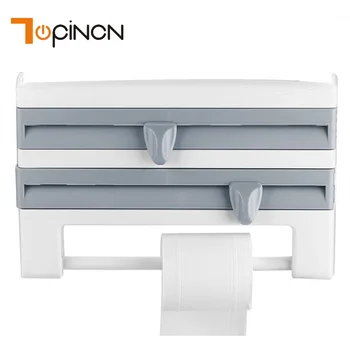 

Refrigerator Cling Film Storage Rack Shelf Plastic Wrap Cutting Device Wall Hanging Paper Towel Holder Kitchen Organizer Shelves