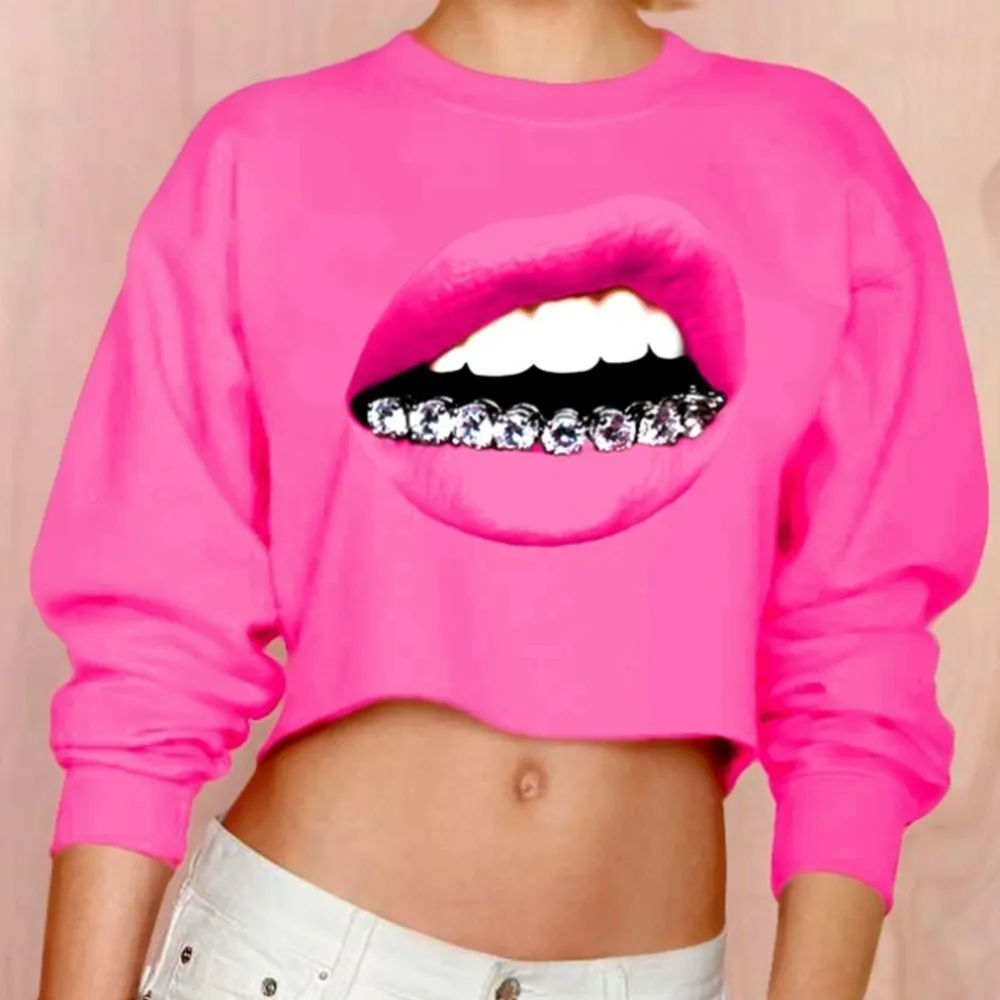 Весенне-осенние толстовки с длинными рукавами и принтом в виде белых и розовых губ модные рубашки в стиле панк, рок, хип-хоп, пуловеры для молодых девушек
