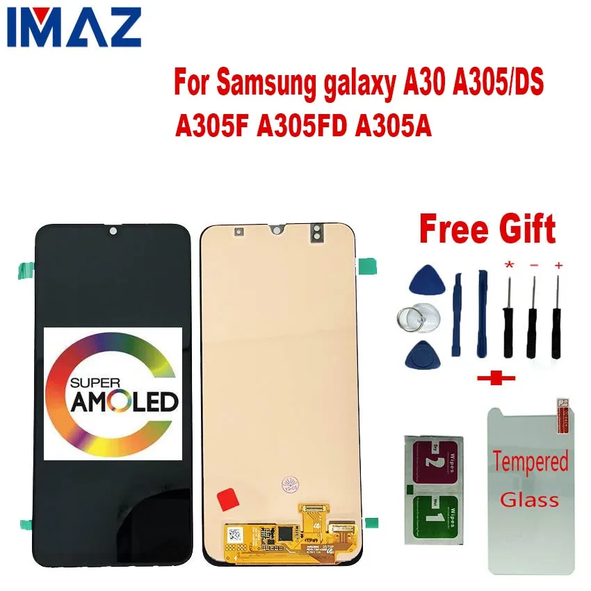 

IMAZ Orignal 6.4“ AMOLED For Samsung galaxy A30 SM-A305F A305 A305F Touch Screen Digitizer Assembly For Samsung A30 LCD + Frame