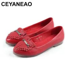 CEYANEAO Для женщин обувь на плоской подошве без шнуровки с острым носком балетки из натуральной кожи женские лоферы весна женская обувь 8036-5