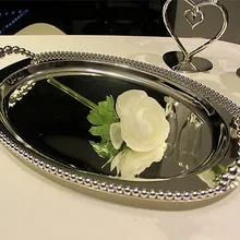 Посеребренные металлический лоток торт для свадьбы и вечеринки украшение 42.3*26.3*6 см