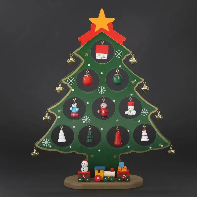 

DIY Mini 26*21*6cm Wooden Christmas Trees Decor Ornaments Party Xmas Tree Table Desk Decoration Children Christmas Gifts