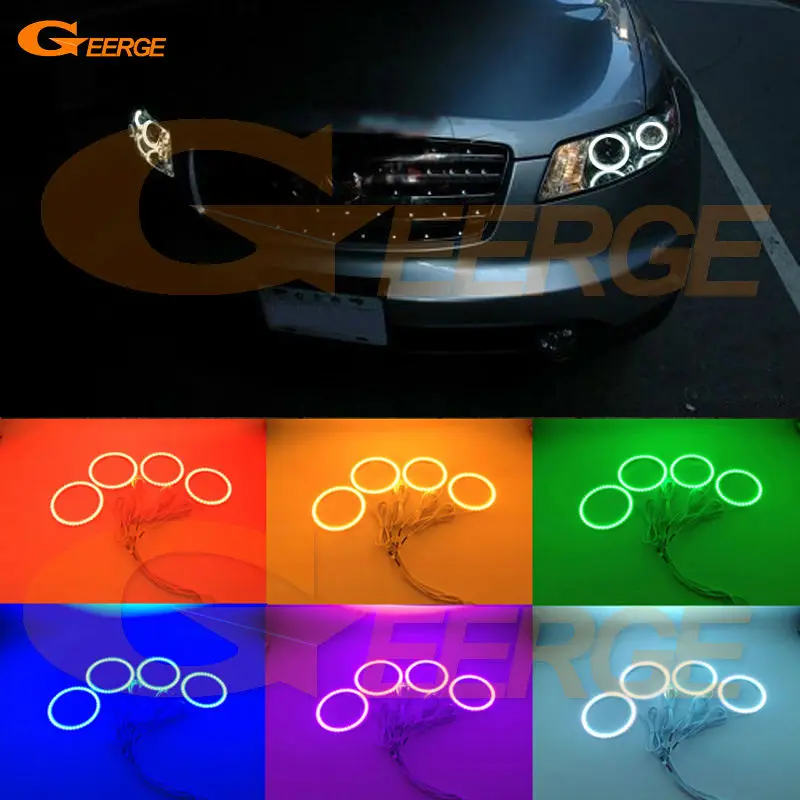 For INFINITI FX35 FX45 2003 2004 2005 2006 2007 2008 Excellent Angel Eyes Multi-Color Ultra bright RGB LED Angel Eyes kit for lexus lx470 2003 2004 2005 2006 2007 excellent multi color ultra bright rgb led angel eyes kit halo rings